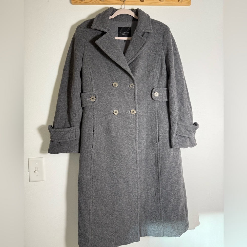 Gray Double-Breasted Women's Wool/Cashmere Blend Coat